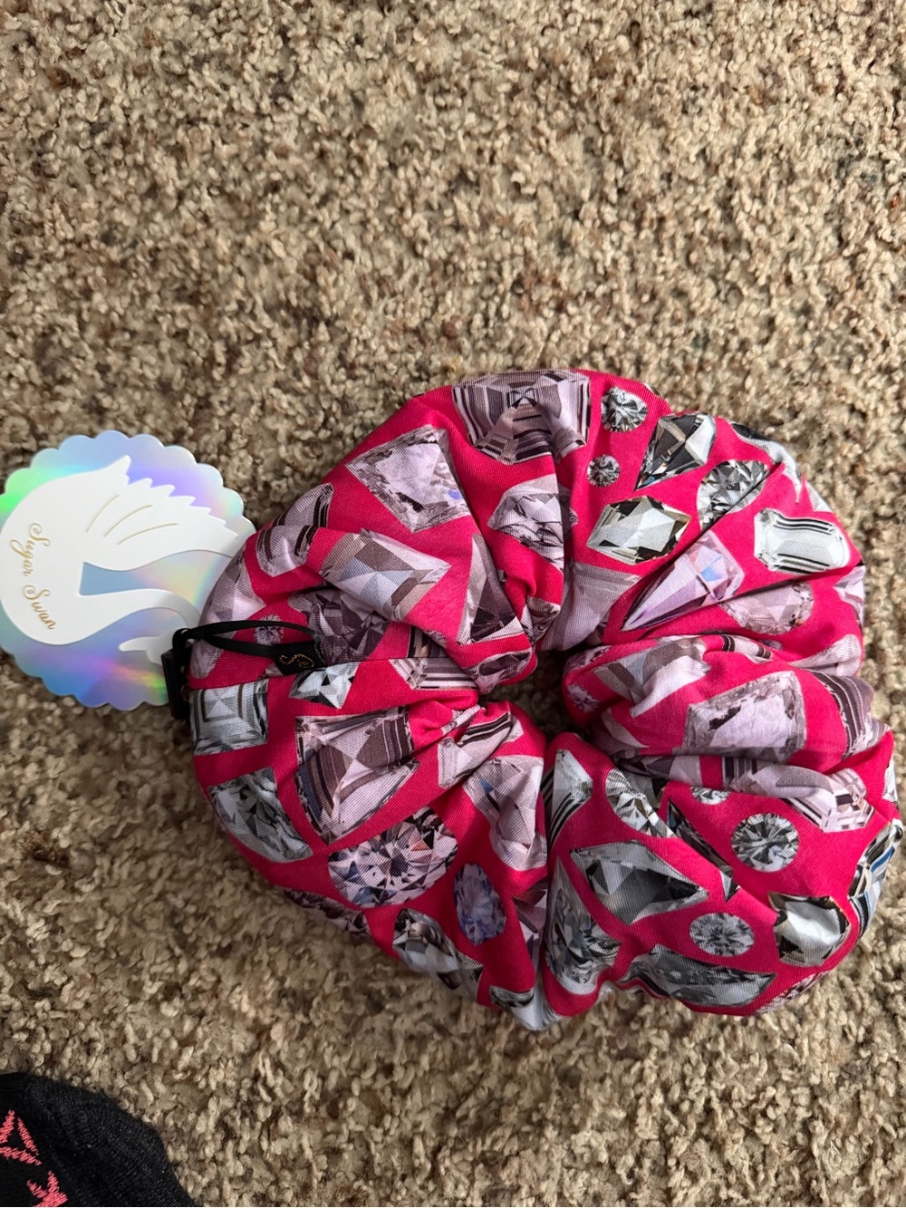 Diamond Print Pink Scrunchie by Sugar Swan